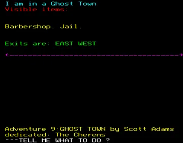 Adventure 09 - Ghost Town - BBC v1.0 (1984)(Adams)[a][GHOST] screen shot game playing